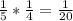 \frac{1}{5}*\frac{1}{4}=\frac{1}{20}