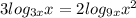 3log_{3x}x=2log_{9x}x^2