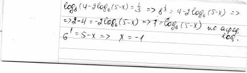 Log по основанию 8(4-2 log c основанием 6 ( 5-х))=1/3 решите ,