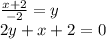 \frac{x+2}{-2} =y \\ 2y+x+2=0