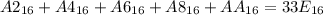 A2_{16}+A4_{16}+A6_{16}+A8_{16}+AA_{16}=33E_{16}