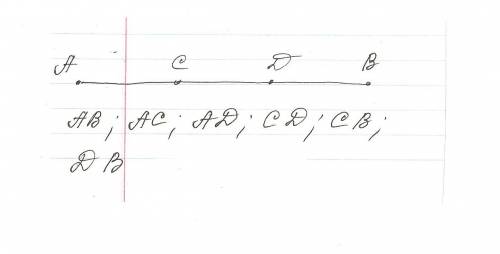 Проведи отрезок ab отметь на нем точки c и d.сколько отрезков ты видишь на чертеже