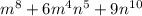 m^8+6m^4n^5+9n^1^0