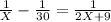 \frac{1}{X}-\frac{1}{30}=\frac{1}{2X+9}