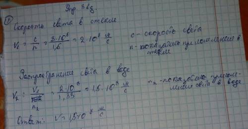 Определите скорость света в воде после прохождения стеклянной плоскопараллельной пластины