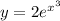 y = 2 {e}^{ {x}^{3} }