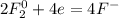 2F^0_2 + 4e = 4F^-