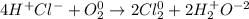 4H^+Cl^- + O_2^0 \to 2Cl_2^0 + 2H_2^+O^{-2}