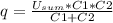 q=\frac{U_{sum}*C1*C2 }{C1+C2}