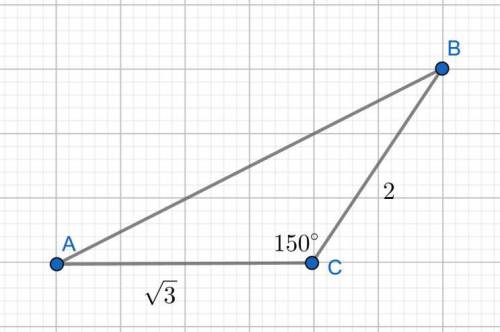 Втреугольнике abc ac=корень из 3, bc=2,угол c=150°.чему равна длина стороны ab? ​