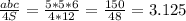 \frac{abc}{4S} =\frac{5*5*6}{4*12}= \frac{150}{48} =3.125