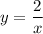 \displaystyle y= \frac{2}{x}