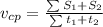 v_{cp} = \frac{\sum_{}S_{1}+S_{2}}{\sum_{}t_{1}+t_{2}}