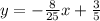 y=-\frac{8}{25}x+\frac{3}{5}