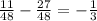 \frac{11}{48}-\frac{27}{48}=-\frac{1}{3}