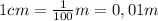 1cm = \frac{1}{100} m = 0,01m