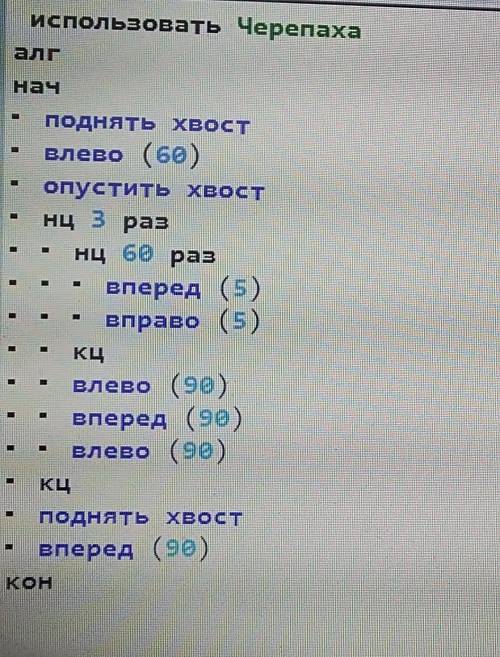 Напишите алгоритм этой фигуры(черепаха) 40