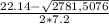 \frac{22.14 - \sqrt{2781,5076} }{2*7.2}