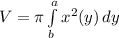 V = \pi \int\limits^a_b {x^{2}(y)} \, dy