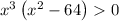 {x}^3 \left(x^2 - 64\right) 0