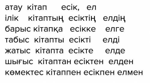 Просклонять по падежам на казахском 6 любых слов ! ​