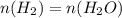 n(H_2) = n(H_2O)