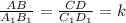  \frac{AB}{A_1B_1} = \frac{CD}{C_1D_1} = k 