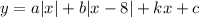 y=a|x|+b|x-8|+kx+c