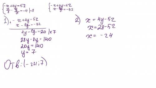 X+ 4y = 52,х/8 - у сложения​