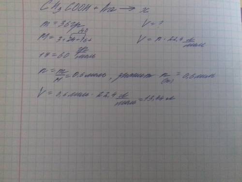 Який об'єм утворитися під час взаємодії 36 г оцтової кислоти з натрієм