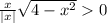 \frac{x}{ |x| } \sqrt{4 - {x}^{2} } 0 \\