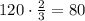 120 \cdot \frac{2}{3} =80