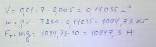 Найти силу тяжести действующую на тело из железа размером 1 см 7 м 2005мм​35 !