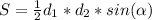 S=\frac{1}{2}d_1*d_2*sin(\alpha )