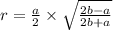 r = \frac{a}{2} \times \sqrt{ \frac{2b - a}{2b + a} }