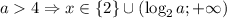 a4\Rightarrow x\in \{2\}\cup (\log_2 a;+\infty)