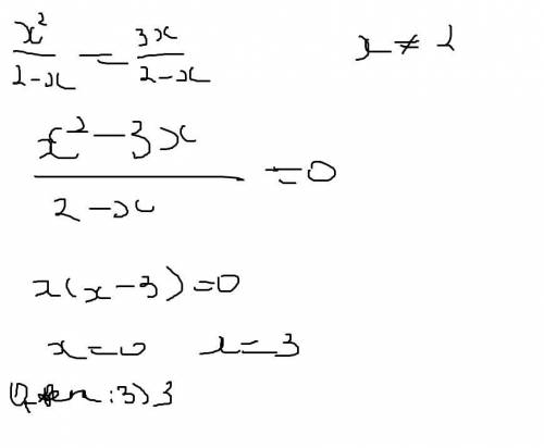 Сумма корней уравнения х^2/2-х = 3х/2-х равна: ..*варианты ответов 1-12-03-34--3​