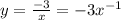 y=\frac{-3}{x}=-3x^{-1}