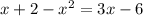 x+2 -x^2=3x-6