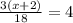 \frac{3(x+2)}{18}=4