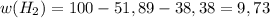 w(H_2)=100-51,89-38,38=9,73