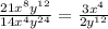 \frac{21 {x}^{8} {y}^{12} }{14 {x}^{4} {y}^{24} } = \frac{3 {x}^{4} }{2 {y}^{12} }