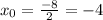 x_{0}=\frac{-8}{2}=-4