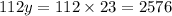 112y = 112 \times 23 = 2576