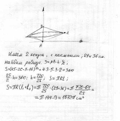 Должен быть чертёж обязательно а затем решение. найдите площадь поверхности тела которое образуется 