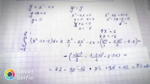 3. определить прощать фигуры, ограниченной кривой y = x2-4x и прямой y=x+6 и y=0