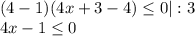 (4-1)(4x+3-4)\leq 0 |:3\\4x-1\leq 0