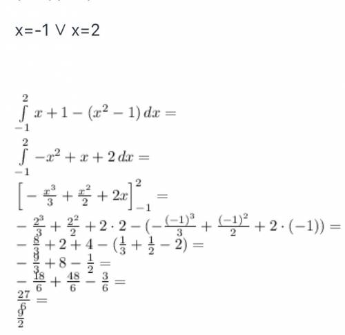 Найдите площадь фигуры, ограниченной линиями: y=x^2-1, y=1-x