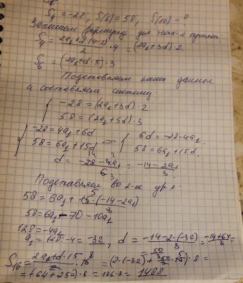 S(4)=-28, s(6)=58, s( если а(6)+а(9)+а(12)+а(15)=20, то тогда сколько будет s( прогрессия)