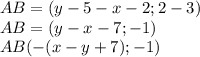 AB=(y-5-x-2; 2-3)\\AB=(y-x-7; -1)\\AB(-(x-y+7);-1)